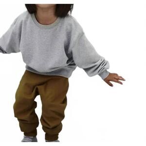 NEW GRAY LABEL kid's dropped shoulder sweater in grey melange